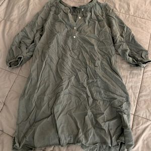 Army green button dress